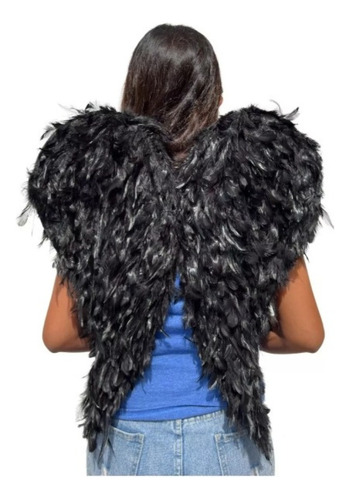 Alas De Angel Plumas Negras Chica 50 Cm Malefica Disfraz Halloween