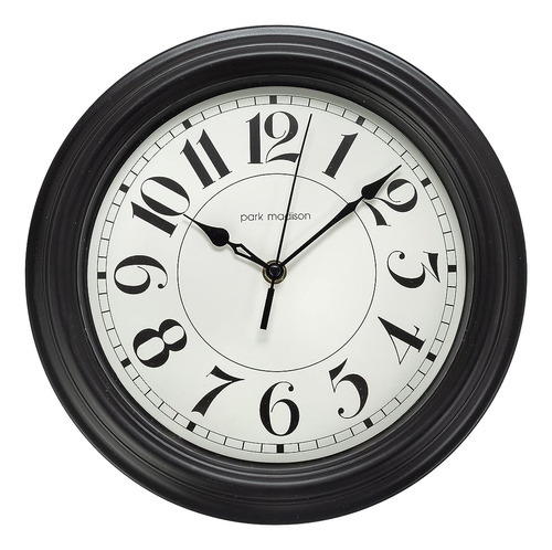 Park Madison Classic Black Wall Clock Quiet 11 Pulgadas Qual