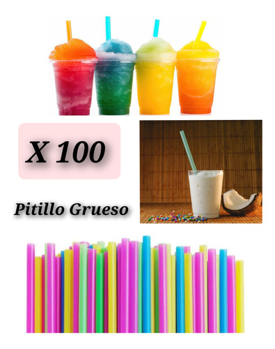 Pitillos Gruesos Para Bebidas Cocadas Frappé Cepillado