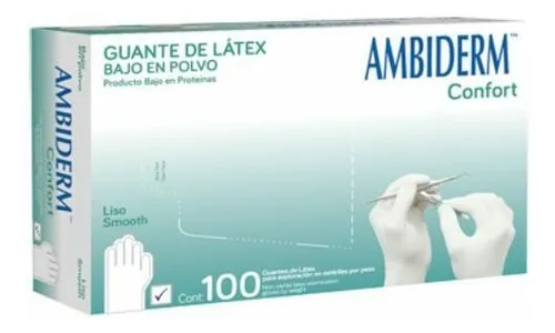 comprar Guantes descartables Ambiderm Confort color natural talle P de látex con polvo x 100 unidades