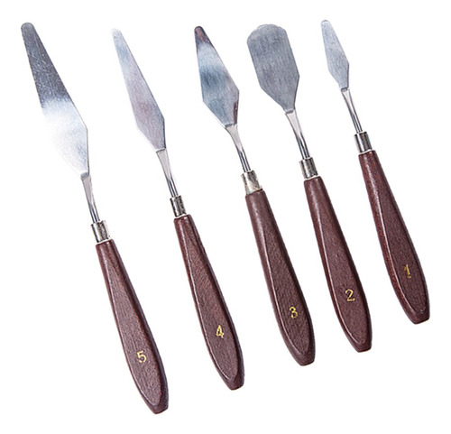 Set De 5 Piezas Cuchillos Paleta Pintura Al Óleo Espátula