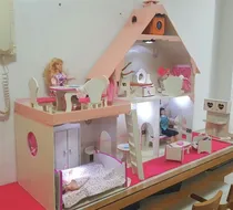 Comprar Casa Muñecas (no Fibrofácil) Muebles Madera Luz Cortinas Ver