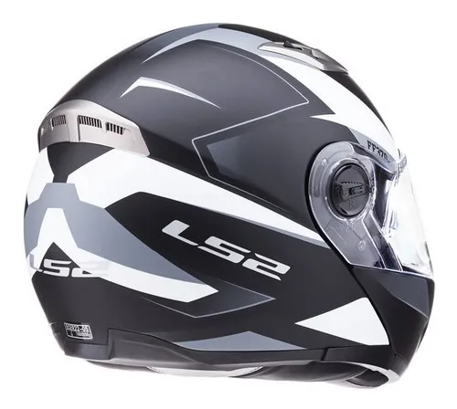 Casco Moto Ls2 Rebatible 370 Stripe Negro Blanco Doble Visor