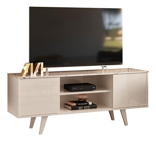 Bancada Rack TV 55 Polegadas 136cm 3951 Calacata Off White