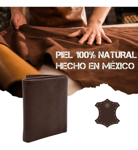 Cartera Billetera Piel Cuero Caballero Casual Triple Chocolate