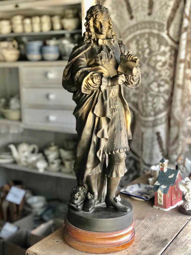 Imagen 1 de 7 de Antigua Escultura Petit Bronce Moliere