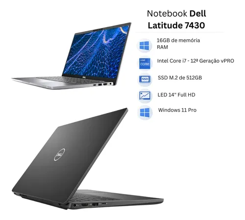 Notebook Dell Latitude 7430 Intel I7 12° 16gb 512gb 14 Fhd