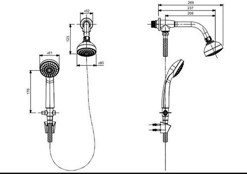 Imagem 6 de 6 de Ducha De Parede C/desviador E Ducha Manual Smart Celite