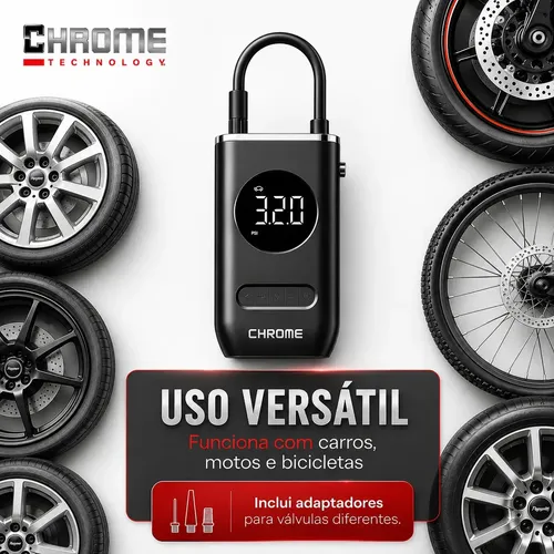 Mini Compressor Bomba De Ar Digital Portátil para Carro Moto Bicicleta com Calib