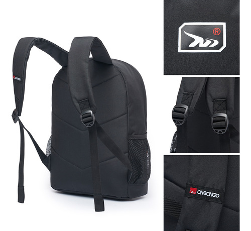 Mochila Reforçada Escolar Faculdade Cor Preto Desenho Do Tecido Lisa