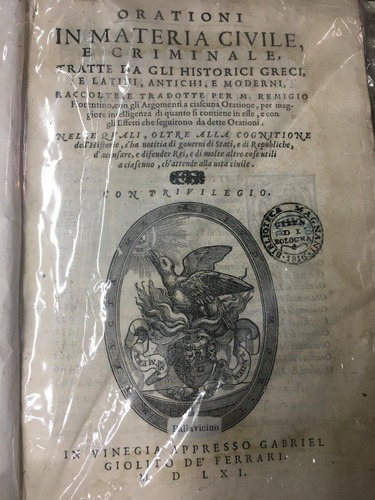 Orationi In Materia Civile E Criminale. 1561