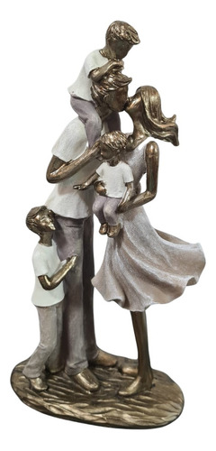 Escultura Estatueta Família Casal Com Três Meninos Cor Confome Anuncio