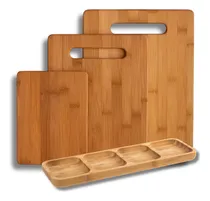Comprar Set Madera Bambu Tabla Copetin 3 Tablas Cocina Picar Cortar