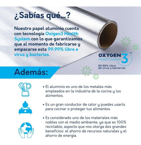 Hojas De Aluminio Vasconia/Caja con 8 paquetes 200 hojas