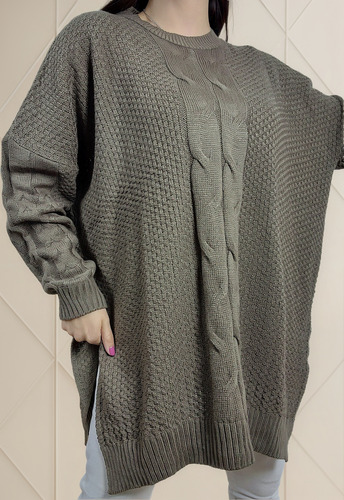 Sweater Tramado Maxi Oversize Mujer Talle Especial Grande