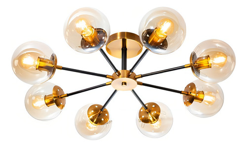 Lámpara De Techo Opulent Niquel Satinado E27 40w 8 Luces Dorado