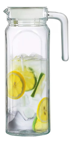 Jarra Vidrio Para Agua Con Tapa Refrigerador Cristal 1100ml Color Transparente