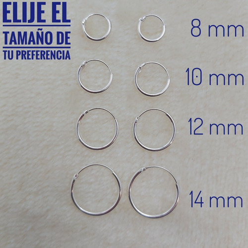 Imagen 6 de 6 de Aros Argollas Plata 925 Lisas Mini Pequeñas - Adcesorios