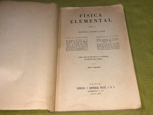 Física Elemental Tomo 1, Sexta Edición - Nigar