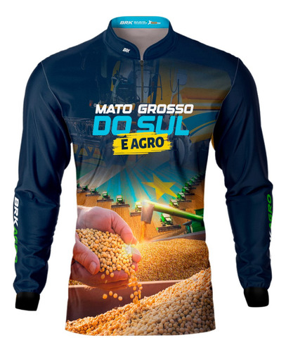 Camisa Blusa Brk Mato Grosso Do Sul É Agro Soja Azul Uv50+