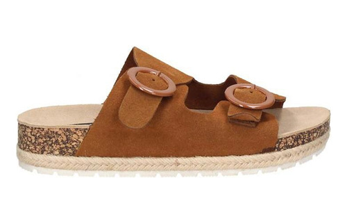 Sandalia Cuero Casual Mujer Pollini G241 Camel