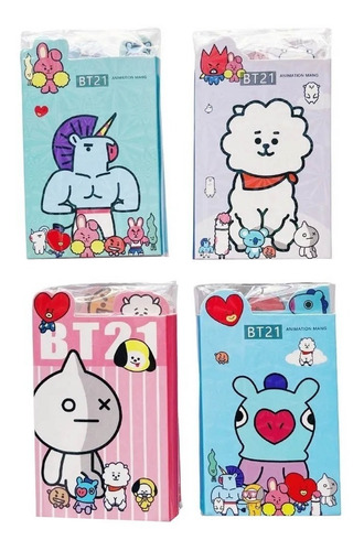 Set De 4 Post It Notas Adhesivas Kawaii Bt21 Bts