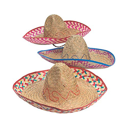 Sombreros De Paja Bordados, Pack 12.