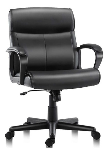 Homefla Home Office Chair Mid-back Office Computer Desk Chai Color Black