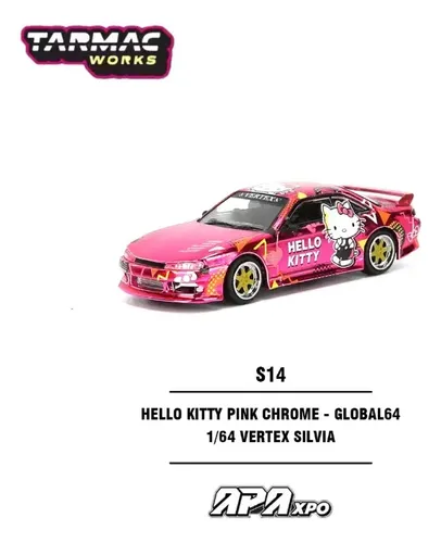 Tarmac Works 1:64 Vertex Silvia S14 Hello Kitty Pink Chrome
