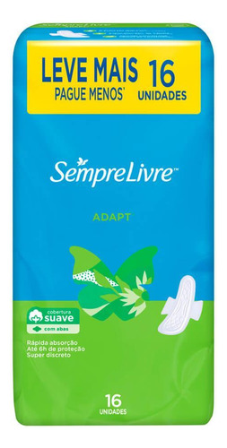 Sempre Livre Absorvente Adapt Suave Com Abas De 16 Unidades