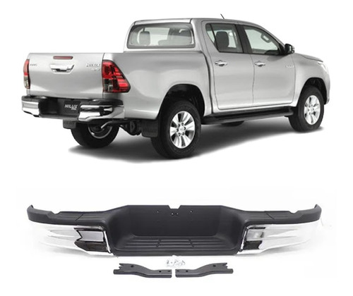 Defensa Trasera Hilux Con Molduras Cromo 2016 2017 2018 2019