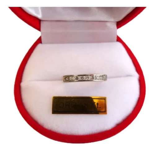 Anillo Medio Sinf n Oro Blanco 18k Zafiros Certif. Garant a