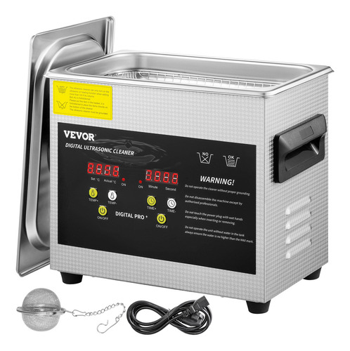 Vevor Limpiador Ultrasónico Profesional 3l Con Temporizador