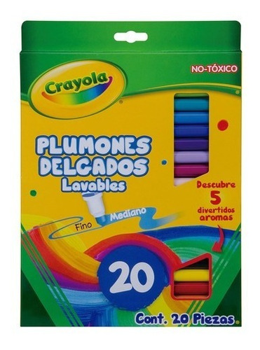 20 Plumones Crayola Marcadores Delgados Lavables Super Tips