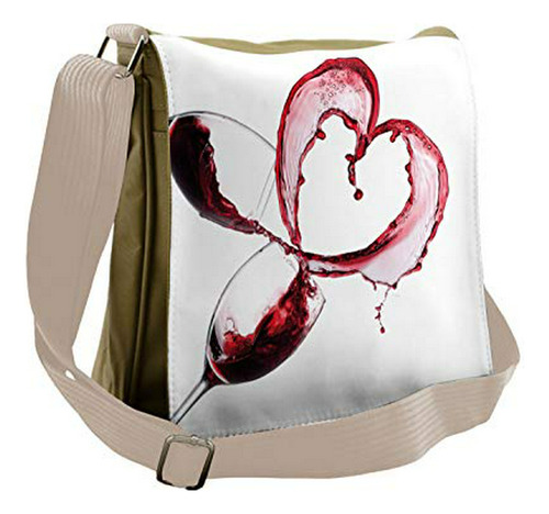 Bolso De Mensajero - Ambesonne Wine Bag, Heart Shape Spillin