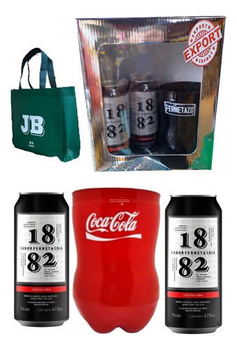 Fernet 1882 Lata X 2 + 1 Fernetazo De Vidrio En Estuche
