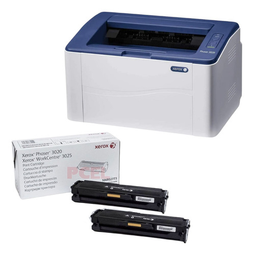 Bundle Impresora Simple Funcion Xerox 3020 + Toner 1500 Pag Color Blanco