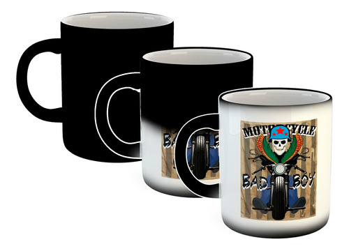 Taza Magica Motorcycle Bad Boy Skull