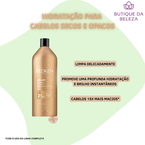 Shampoo Hidratante Redken All Soft Quebradiços E Ressecados