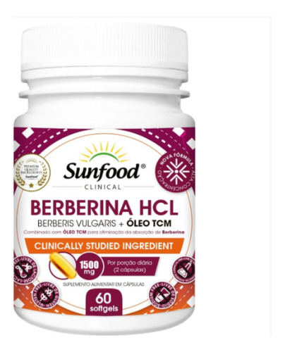 Berberina Hcl 1500mg 60 Cápsulas