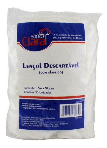 Lençol Descartável Maca Santa Clara Elástico 150un (10 Pcts)
