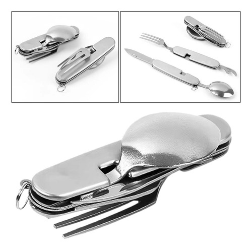 Utensilios De Acampada 5 En 1, Tenedor De Acero Inoxidable,