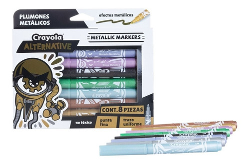 Crayola 58-8628 Alternative Marker, Color Metálico, Set De 8