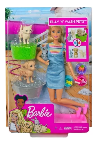 Boneca Barbie com Pets - Adota Cachorrinhos - Morena - Mattel