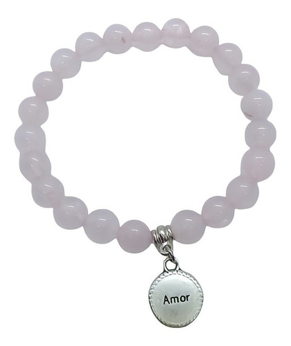 Imagem 2 de 7 de Pulseira De Esfera 8 Mm De Quartzo Rosa Pedra Do Amor