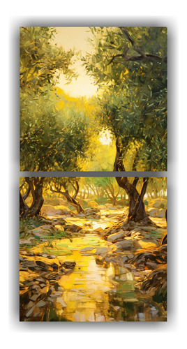 140x70cm Cuadro Olivar Iluminado Por El Sol Bastidor Madera