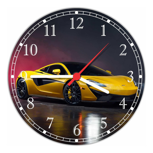 Relógio De Parede Carro Ferrari Amarela Gg 50 Cm Quartz 02