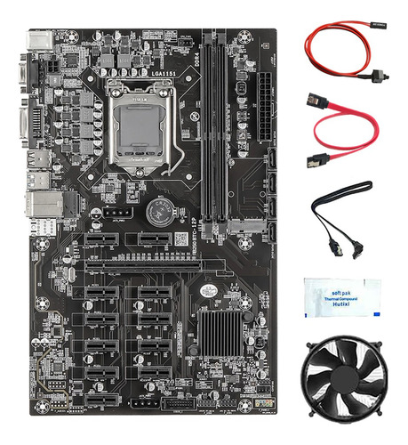 Placa Base Minera B250b 12 Pcie Btc Con Ventilador+pasta Tér