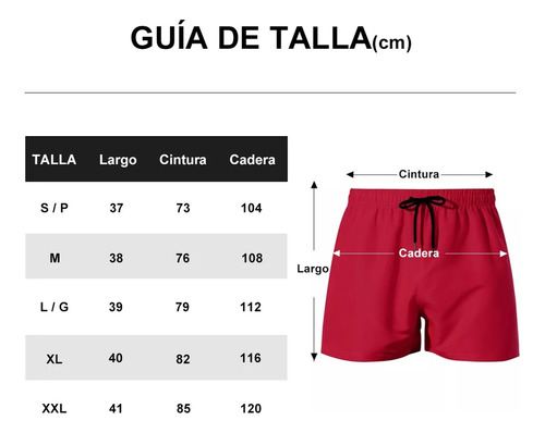 Traje De Baño Hombre De Playa Corto Shorts 2pzs Rojo/negro M