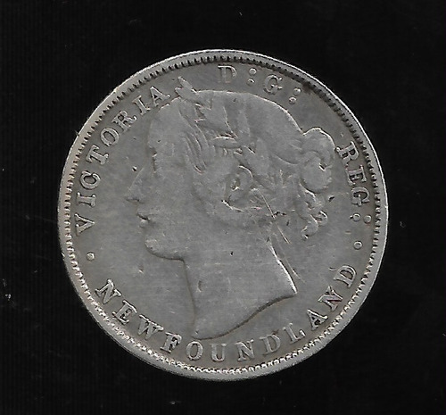 Canada Newfoundland 20 Cents 1865 Plata Km# 4 Mb